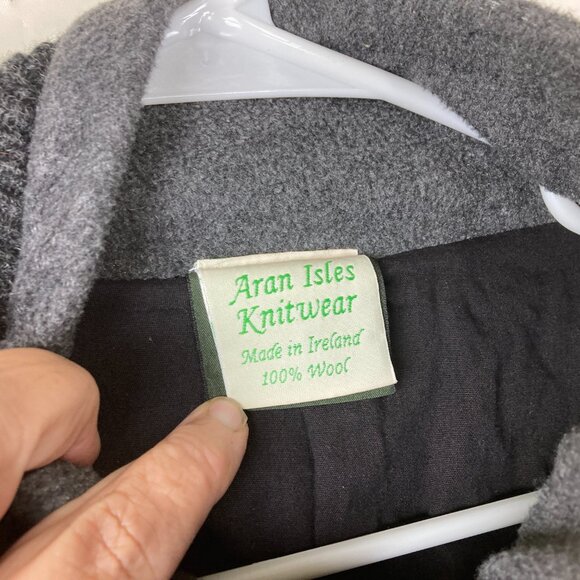 Aran Isles Ireland Womens L Gray 100% Wool Chunky Cable Knit Full Zip Sweater - Picture 5 of 8